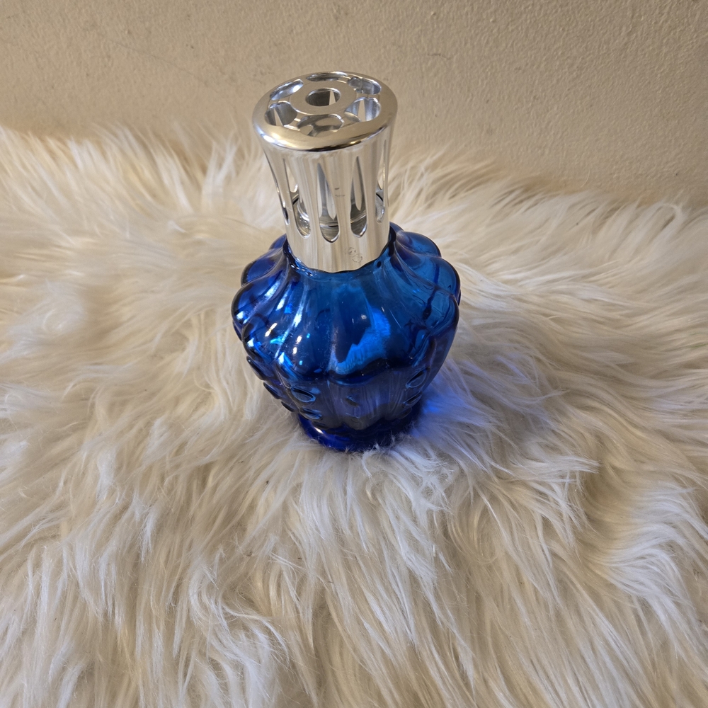 Lampe Berger Blue Glass Perfume Fragrance With Wick Bottle with Silver Cap